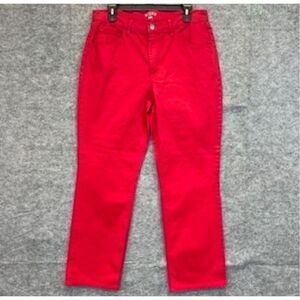 RIDERS by LEE Jeans Women's Size 14P Red Straight Leg Stretch High-Rise Denim